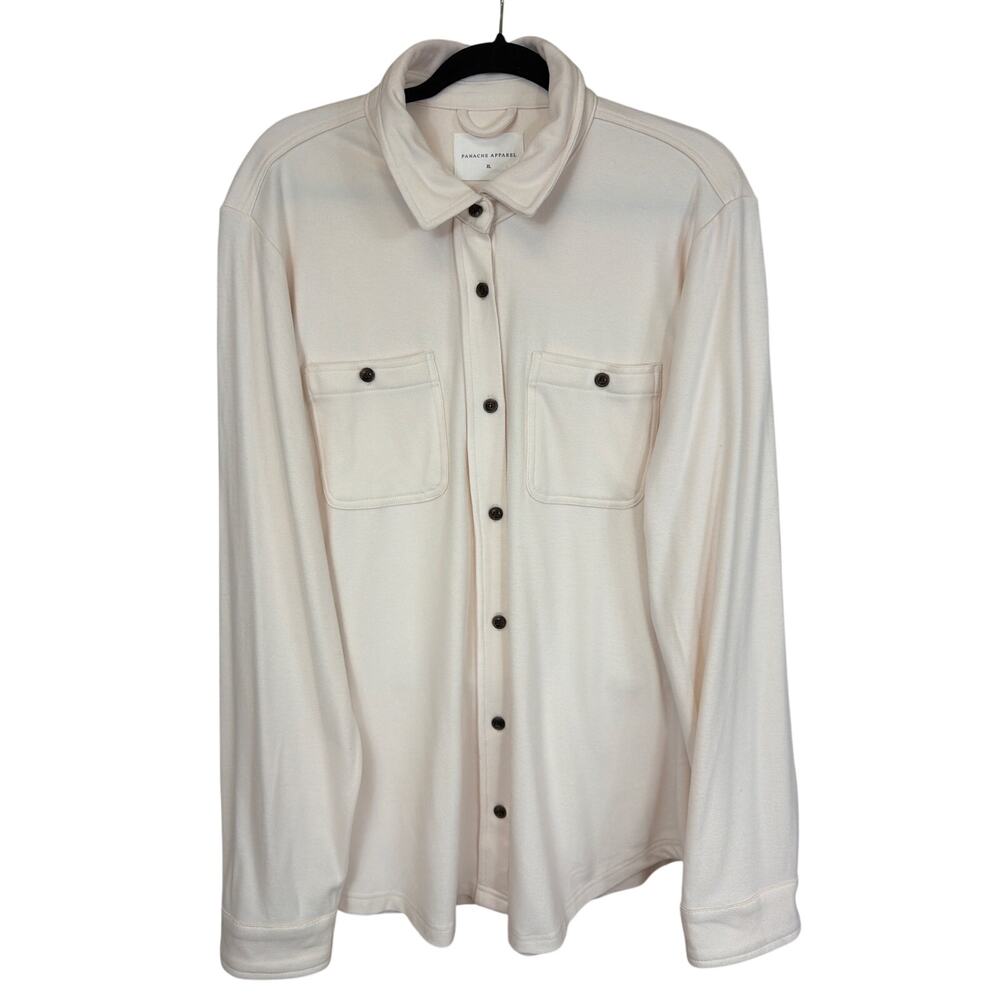 Panache Apparel Cream Long Sleeve Button Up Shirt Rayon Blend Ultra Soft XL